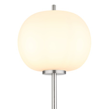 Stojací lampa kov nikl matný, sklo bílé, vypínač, Ø:300mm, V:1600mm, délka kabelu 1800mm, bez žárovky 1x E27 60W 230V