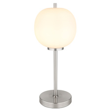 Stolní lampa kov nikl matný, sklo bílé, vypínač na kabelu, Ø:185mm, V:450mm, délka kabelu 1500mm, bez žárovky 1x E14 40W 230V