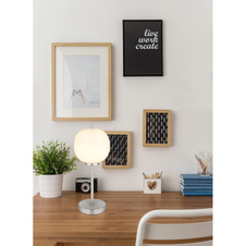 Stolní lampa kov nikl matný, sklo bílé, vypínač na kabelu, Ø:185mm, V:450mm, délka kabelu 1500mm, bez žárovky 1x E14 40W 230V