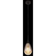 Závěsné svítidlo kov černý matný, imitace popraskaného skla kouřové barvy, textilní kabel černý, možnost nastavení výšky, Ø:130mm, V:1200mm, bez žárovky 1x E14 LED 9W 230V