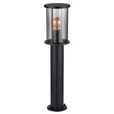 Venkovní svítidlo nerezová ocel černá matná, sklo kouřové, kovové tyče černé matné, IP54, Ø:143mm, V:600mm, bez žárovky 1xE27 60W 230V