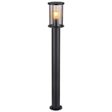 Venkovní svítidlo nerezová ocel černá matná, sklo kouřové, kovové tyče černé matné, IP54, Ø:143mm, V:1000mm, bez žárovky 1xE27 60W 230V