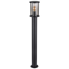 Venkovní svítidlo nerezová ocel černá matná, sklo kouřové, kovové tyče černé matné, IP54, Ø:143mm, V:1000mm, bez žárovky 1xE27 60W 230V