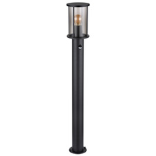 Venkovní sbítidlo nerezová ocel černá matná, sklo kouřové barvy, kovové tyče černé matné, včetně senzoru, IP54, Ø:143mm, V:1000mm, bez žárovky 1xE27 60W 230V