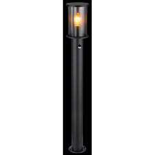 Venkovní sbítidlo nerezová ocel černá matná, sklo kouřové barvy, kovové tyče černé matné, včetně senzoru, IP54, Ø:143mm, V:1000mm, bez žárovky 1xE27 60W 230V
