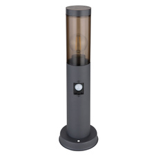 Venkovní svítidlo z nerezavějící oceli antracitové barvy, plast kouřové barvy, včetně senzoru, IP44, Ø:127mm, V:450mm, bez žárovky 1xE27 15W 230V