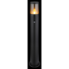 Venkovní svítidlo nerezová ocel černá matná, plast kouřové barvy, směr světla: nahoru, včetně senzoru, IP44, Ø:140mm, V:800mm, bez žárovky 1xE27 60W 230V