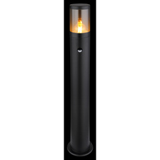 Venkovní svítidlo nerezová ocel černá matná, plast kouřové barvy, směr světla: nahoru, včetně senzoru, IP44, Ø:140mm, V:800mm, bez žárovky 1xE27 60W 230V