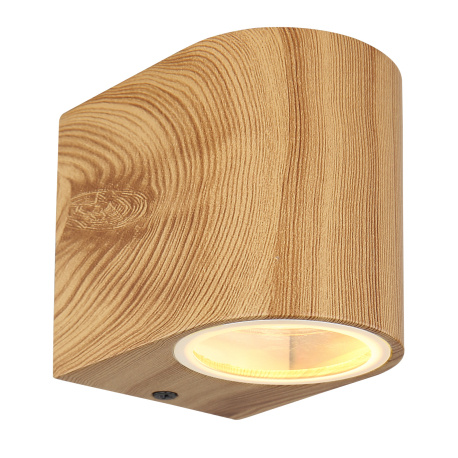 Venkovní svítidlo hliník imitace dřeva, čiré sklo, směr světla: dolů, IP44, ŠxV:68x80mm, H:92mm, bez žárovky 1xGU10 35W 230V