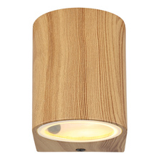 Venkovní svítidlo hliník imitace dřeva, čiré sklo, směr světla: dolů, IP44, ŠxV:68x80mm, H:92mm, bez žárovky 1xGU10 35W 230V