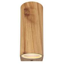 Venkovní svítidlo hliník imitace dřeva, čiré sklo, směr světla: nahoru a dolů, IP44, ŠxV:68x150mm, H:92mm, bez žárovek 2xGU10 35W 230V