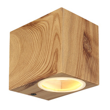 Venkovní svítidlo hliník imitace dřeva, čiré sklo, směr světla: dolů, IP44, ŠxV:68x80mm, H:92mm, bez žárovky 1xGU10 35W 230V