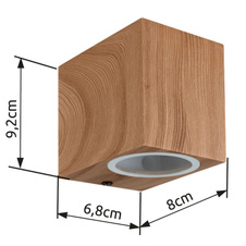 Venkovní svítidlo hliník imitace dřeva, čiré sklo, směr světla: dolů, IP44, ŠxV:68x80mm, H:92mm, bez žárovky 1xGU10 35W 230V