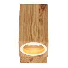 Venkovní svítidlo hliník imitace dřeva, čiré sklo, nastavitelné, směr světla: dolů, IP44, ŠxV:65x165mm, H:110mm, bez žárovky 1xGU10 35W 230V