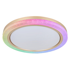 Stropní svítidlo kov bílý, zlatá, plast bílý, stmívatelné, několik úrovní pomocí nástěnného spínače, RGB duhový efekt, paměťová funkce, noční světlo, časovač, dálkové ovládání, Ø:505mm, V:75mm, LED 20W+5W RGB 230V, 65-1100lm výstup, CCT2700-6500K