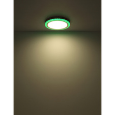 Stropní svítidlo kov bílý, zlatá, plast bílý, stmívatelné, několik úrovní pomocí nástěnného spínače, RGB duhový efekt, paměťová funkce, noční světlo, časovač, dálkové ovládání, Ø:505mm, V:75mm, LED 20W+5W RGB 230V, 65-1100lm výstup, CCT2700-6500K