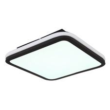 Stropní svítidlo kov černý matný, akryl bílý, stmívatelné, několik úrovní pomocí nástěnného spínače, RGB duhový efekt, paměťová funkce, dálkové ovládání, DxŠxV:355x355x70mm, LED 40W+5W RGB 230V, 425-4250lm zdroj, 200-2000lm výstup, CCT2700- 6500K