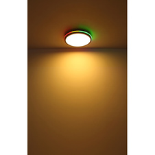 Stropní svítidlo kov černý matný, bílá, akryl bílý, stmívatelné, několik úrovní přes nástěnný spínač, RGB duhový efekt, paměťová funkce, dálkové ovládání, Ø:450mm V:70mm, LED 40W+5W RGB 230V, 425-4250lm zdroj, 200-2000lm výstup, CCT2700-6500K