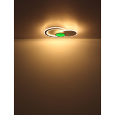 Stropní svítidlo kov bílý černý matný, akryl opál, stmívatelné, několik úrovní přes nástěnný spínač, RGB, paměťová funkce, výklopné, dálkové ovládání, DxŠxV:575x400x85mm, LED 40W+5W RGB 230V, 450-4500lm zdroj, 230-2300lm výstup, CCT3000-6500K