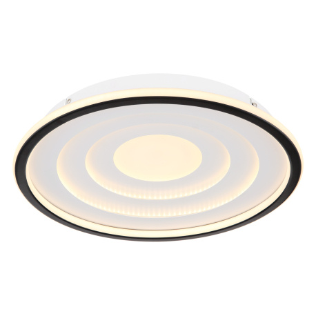 Stropní svítidlo kov bílý matný, kov černý matný, akryl opál, Ø:400mm, V:57mm, LED 24W 230V, 2500lm zdroj, 1200lm výstup, 3000K