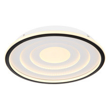 Stropní svítidlo kov bílý matný, kov černý matný, akryl opál, Ø:400mm, V:57mm, LED 24W 230V, 2500lm zdroj, 1200lm výstup, 3000K
