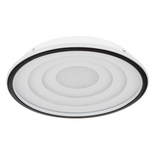 Stropní svítidlo kov bílý matný, kov černý matný, akryl opál, Ø:400mm, V:57mm, LED 24W 230V, 2500lm zdroj, 1200lm výstup, 3000K