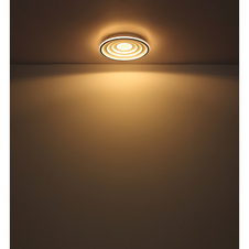 Stropní svítidlo kov bílý matný, kov černý matný, akryl opál, Ø:400mm, V:57mm, LED 24W 230V, 2500lm zdroj, 1200lm výstup, 3000K