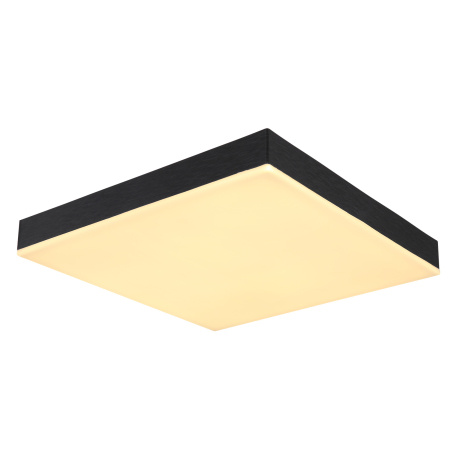 Stropní svítidlo kov bílý, plast černý matný, akryl opál, DxŠxV:300x300x65mm, LED 18W 230V, 2300lm zdroj, 1200lm výstup, 3000K
