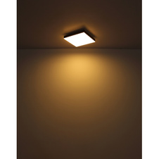 Stropní svítidlo kov bílý, plast černý matný, akryl opál, DxŠxV:300x300x65mm, LED 18W 230V, 2300lm zdroj, 1200lm výstup, 3000K