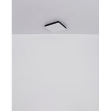 Stropní svítidlo kov bílý, plast černý matný, akryl opál, DxŠxV:300x300x65mm, LED 18W 230V, 2300lm zdroj, 1200lm výstup, 3000K