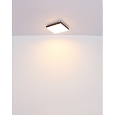 Stropní svítidlo kov bílý, plast černý matný, akryl opál, DxŠxV:300x300x65mm, LED 18W 230V, 2300lm zdroj, 1200lm výstup, 3000K