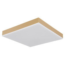 Stropní svítidlo kov bílý, plast mosaz matný, akryl opál, DxŠxV:300x300x65mm, LED 18W 230V, 2300lm zdroj, 1200lm výstup, 3000K
