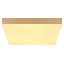 Stropní svítidlo kov bílý, plast mosaz matný, akryl opál, DxŠxV:300x300x65mm, LED 18W 230V, 2300lm zdroj, 1200lm výstup, 3000K
