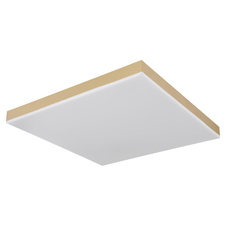 Stropní svítidlo kov bílý, plast mosaz matná, akryl opál, stmívatelné, několik úrovní pomocí nástěnného spínače, paměťová funkce, noční světlo, dálkové ovládání, DxŠxV:450x450x65mm, LED 24W 230V, 280-2800lm zdroj, 160-1600lm výstup,CCT 2700-6500K