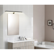 Nástěnné svítidlo kov černý matný, hliník černý matný, plast bílý, IP44, DxŠxV:600x40x120mm, včetně LED 12W 230V, 1330lm zdroj, 530lm výstup, 4000K