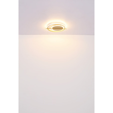 Stropní svítidlo kov zlaté barvy, hliník zlaté barvy, plast bílý, DxŠxV:400x360x50mm, LED 36W 230V, 3520lm zdroj, 2650lm výstup, 3000K