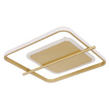 Stropní svítidlo kov zlaté barvy, hliník zlaté barvy, plast bílý, DxŠxV:400x360x50mm, LED 36W 230V, 3520lm zdroj, 2650lm výstup, 3000K