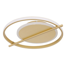 Stropní svítidlo kov zlaté barvy, hliník zlaté barvy, plast bílý, DxŠxV:400x360x50mm, LED 36W 230V, 3650lm zdroj, 2800lm výstup, 3000K