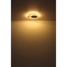 Stropní svítidlo kov zlaté barvy, hliník zlaté barvy, plast bílý, DxŠxV:400x360x50mm, LED 36W 230V, 3650lm zdroj, 2800lm výstup, 3000K