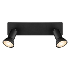 Nástěnné svítidlo kov černý matný, kolébkový vypínač na výrobku, DxŠxV:250x60x90mm, bez žárovek 2xGU10 35W 230V