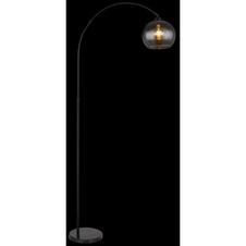 Stojací svítidlo, kov černý matný, mramor černý, sklo kouřové, kabel PVC černý, nožní spínač na kabelu, DxŠxV:960x300x1960mm, délka kabelu 1800mm, výškově nastavitelné od 141-196cm, bez žár. 1XE27 max. 60W 230V