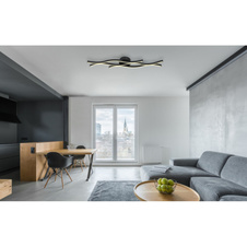 Stropní svítidlo, kov černý matný, plast bílý, hliník černý matný, DxŠxV:1080x180x60mm, včetně LED 35W 230V, 3610lm zdroj, 1220lm výstup, 3000K