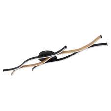 Stropní svítidlo kov černý mat, plast bílý, hliník černý mat, hliník imitace dřeva, DxŠxV:1080x180x60mm, LED 35W 230V, 3610lm zdroj, 1250lm výstup, 3000K