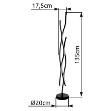 Stojací svítidlo kov černý matný, plast bílý, hliník černý matný, kabel PVC černý, vypínač, Ø:200mm, V:1350mm, délka kabelu 1800mm, LED 28W 230V, 3470lm zdroj, 1330lm výstup, 3000K