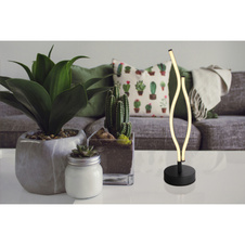 Stolní svítidlo kov černý matný, plast bílý, hliník černý matný, kabel PVC černý, vypínač na kabelu, Ø:120mm, V:470mm, délka kabelu 1500mm, LED 12W 230V, 1430lm zdroj, 460lm výstup, 3000K