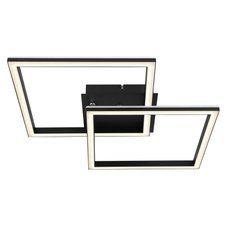 Stropní svítidlo kov, hliník černý, akryl bílý, stmívatelné, přepínání nástěnným vypínačem, měnič,fixace barev, duhový efekt, paměť, noční světlo, dálkové ovládání, 440x294x77mm, LED 40W+5W RGB 230V, 400-4400lm zdroj, 250-2500lm výstup, CCT2700-6500K