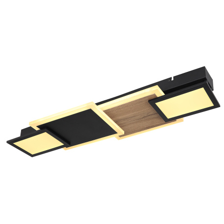 Stropní svítidlo kov černý matný, MDF, imitace tmavého dřeva, plast opál, plast satinovaný, DxŠxV:715x250x80mm, včetně LED 30W 230V, 3500lm zdroj, 1850lm výstup, 3000K