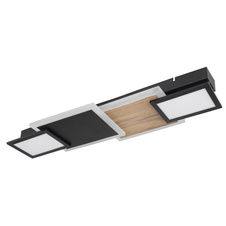 Stropní svítidlo kov černý matný, MDF, imitace tmavého dřeva, plast opál, plast satinovaný, DxŠxV:715x250x80mm, včetně LED 30W 230V, 3500lm zdroj, 1850lm výstup, 3000K