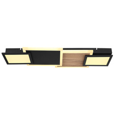 Stropní svítidlo kov černý matný, MDF, imitace tmavého dřeva, plast opál, plast satinovaný, DxŠxV:715x250x80mm, včetně LED 30W 230V, 3500lm zdroj, 1850lm výstup, 3000K