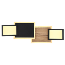 Stropní svítidlo kov černý matný, MDF, imitace tmavého dřeva, plast opál, plast satinovaný, DxŠxV:715x250x80mm, včetně LED 30W 230V, 3500lm zdroj, 1850lm výstup, 3000K